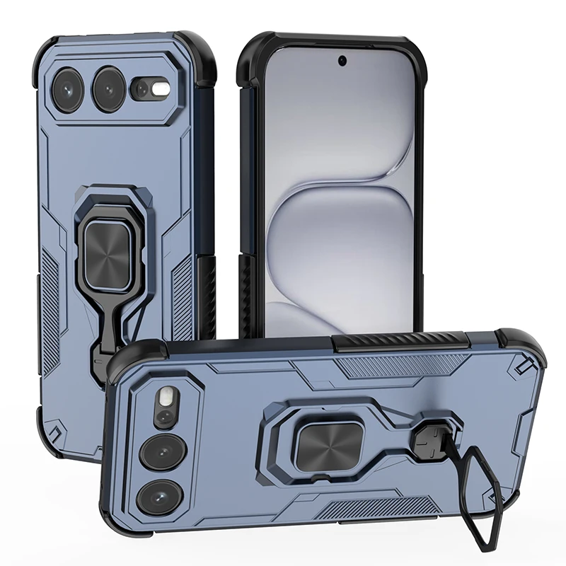 Magnetic Armor Shockproof Phone Case with Metal Ring Stand Holder
