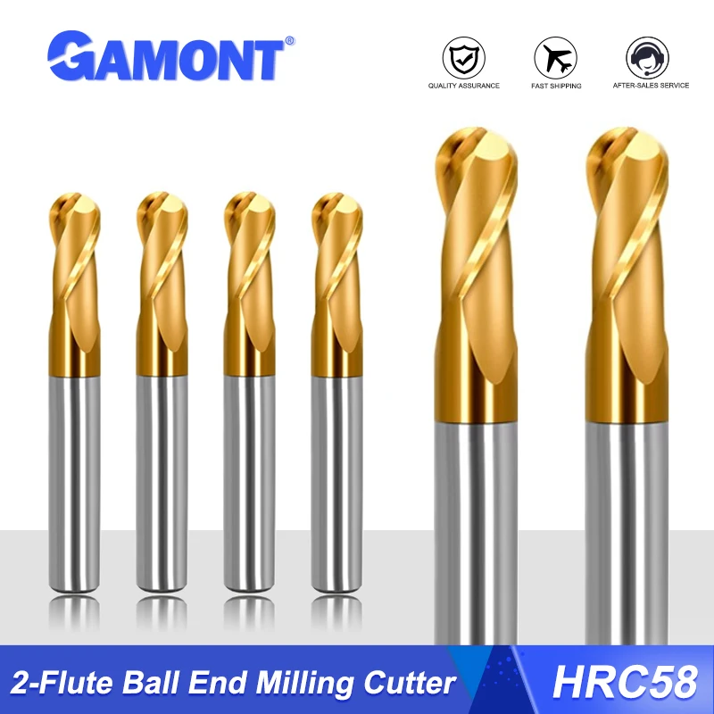 

GAMONT HRC58 2-Flute Tungsten Steel Carbide Alloy Coating Ball End Milling Cutter For Steel CNC Machining Center Endmill Tools