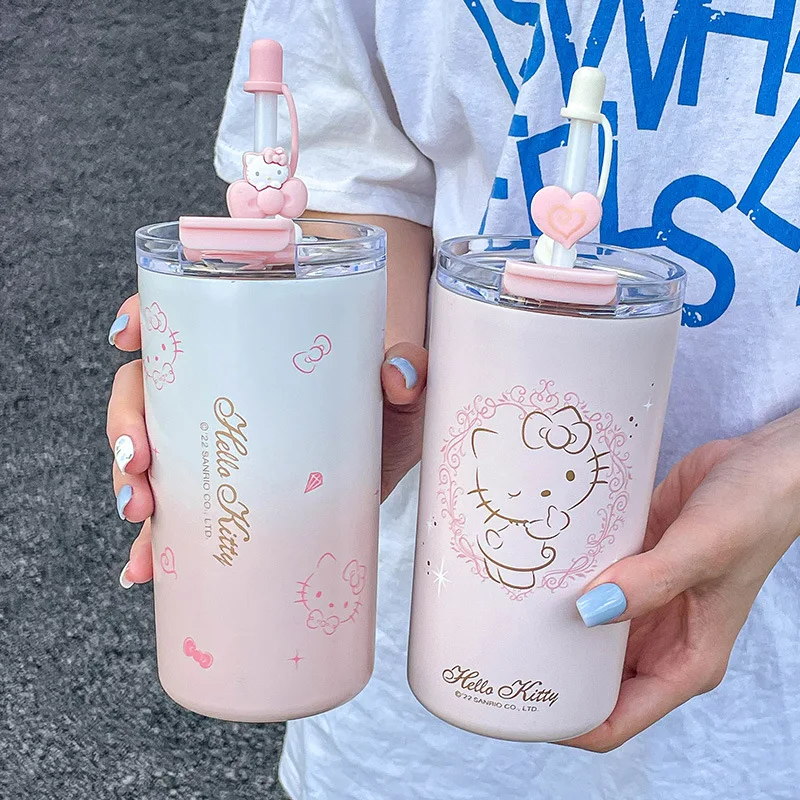 Sanrio Hello Kitty Tumbler With Straw Cup 480ml Coffee Student High Value  Straw Adult Small Fresh Straight Drinking Office Cup - Straw Cup -  AliExpress