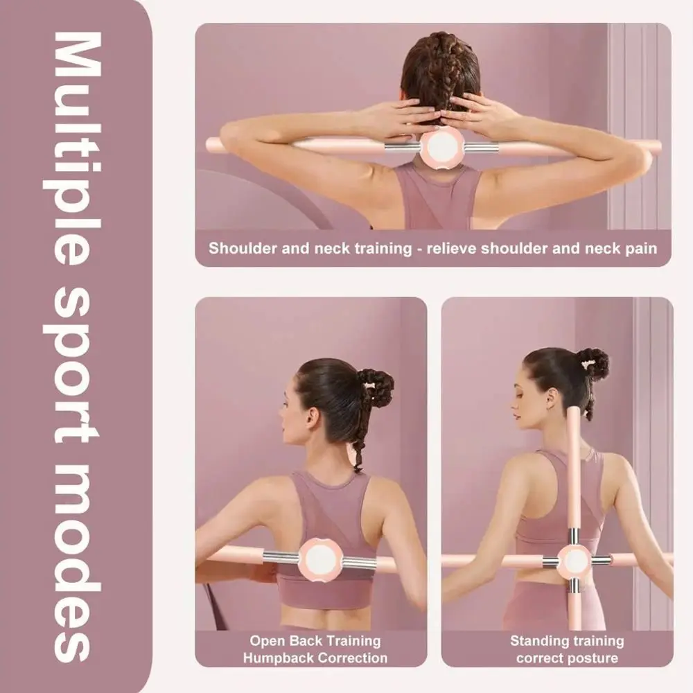 Yoga Hunchback Corrector Adjustable Stainless Steel Body Stick Cross Open Back Standing Training Stick Gym Home Sports Equipment