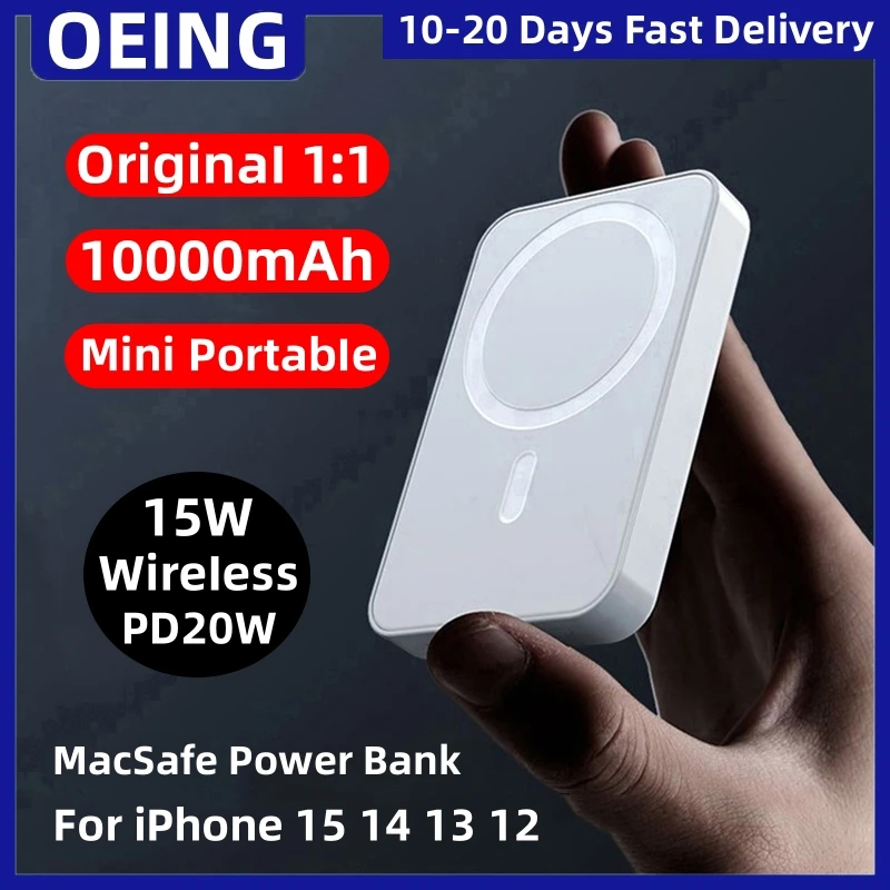 

10000mAh Original 1:1 Macsafe Power Bank 15W Magnetic Wireless Fast Charger For iPhone 12 13 14 15 Pro Max External Battery Pack