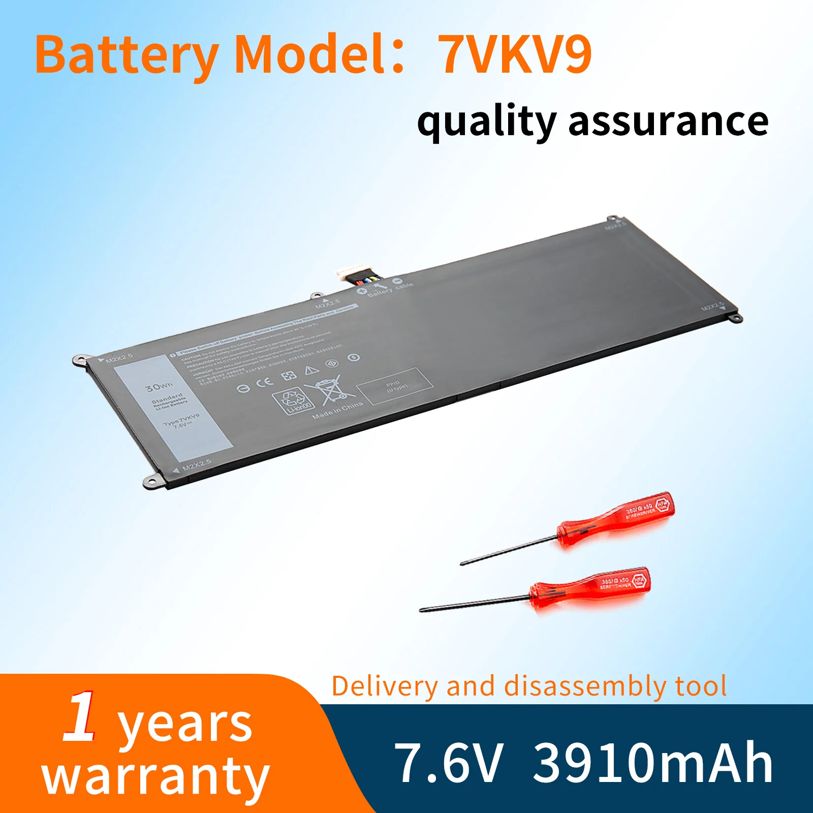 

BVBH 7VKV9 9TV5X Laptop Battery For DELL Latitude XPS 12 7000 7275 9250 Series Notebook 7VKV9 7.6V 30WH