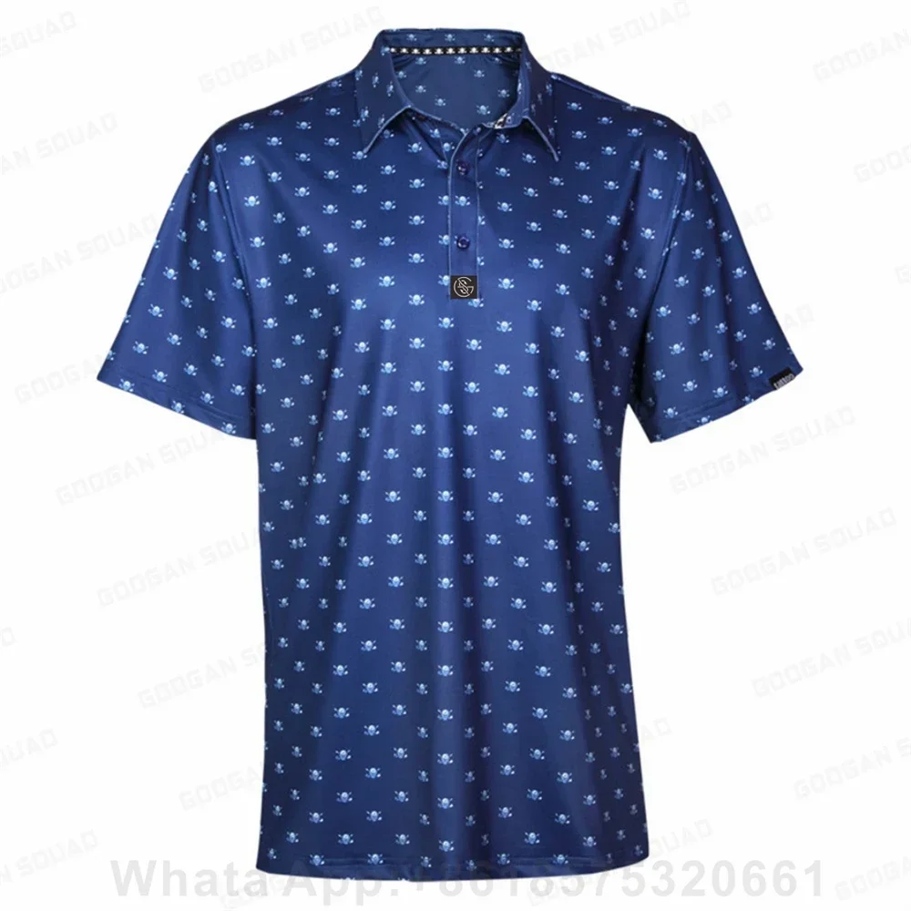 Golf Polo Lapel Buttons Shirt Summer Short Sleeve Golf Football Badminton Quick Dry Clothing Casual Printing Fashion Polo Shirt