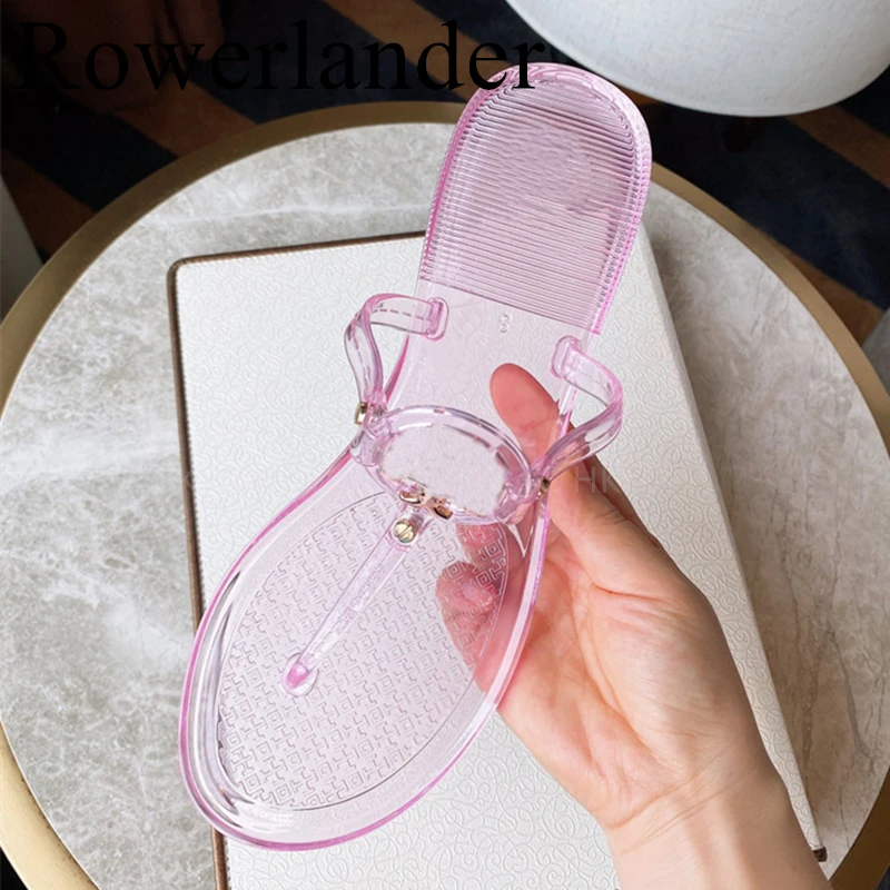 

Women's Summer Flats Flip Flops Quality Luxury PVC Slippers Outdoor Big Size 43 Sandals for Women Fashion Transparent Slippers