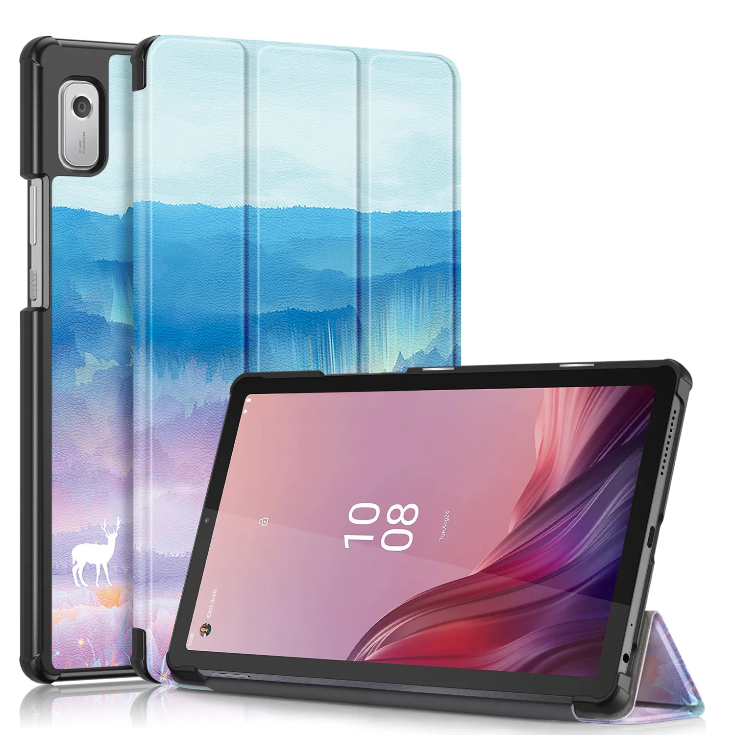 Til Lenovo Tab M9 TB-310FU 9 tommer 2023 etui PU læder Tri-folde stativ Magnetisk Flip Stand Cover til Lenovo Tab M9 tablet_voghion.com