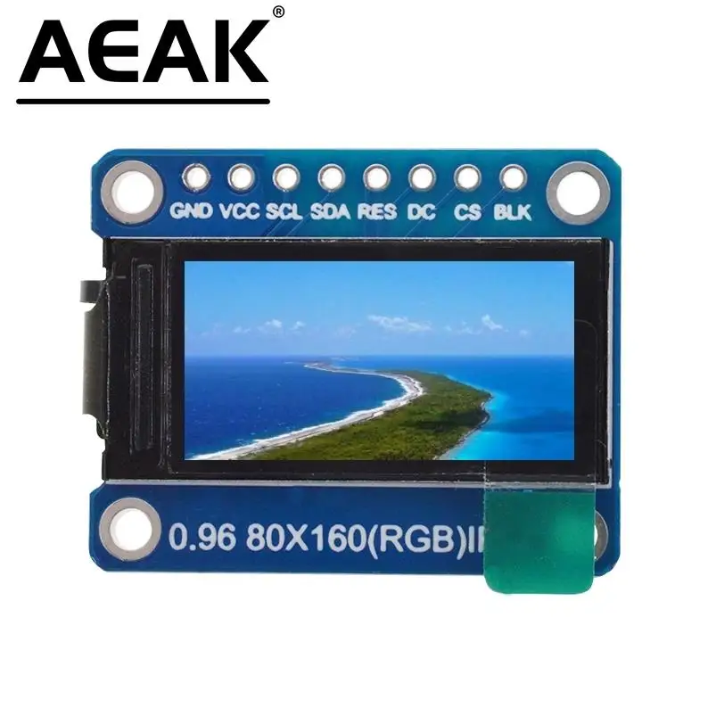 

AEAK TFT Display 0.96 inch IPS 7P SPI HD 65K Full Color LCD Module ST7735 Drive IC 80*160 (Not OLED)