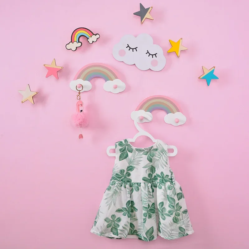 Cute Rainbow Kids Room Hook Wall Mounted Key Holder Wood Hanger Girls Bedroom Decoration Hooks Clothes Sundries Organizer Gifts 2