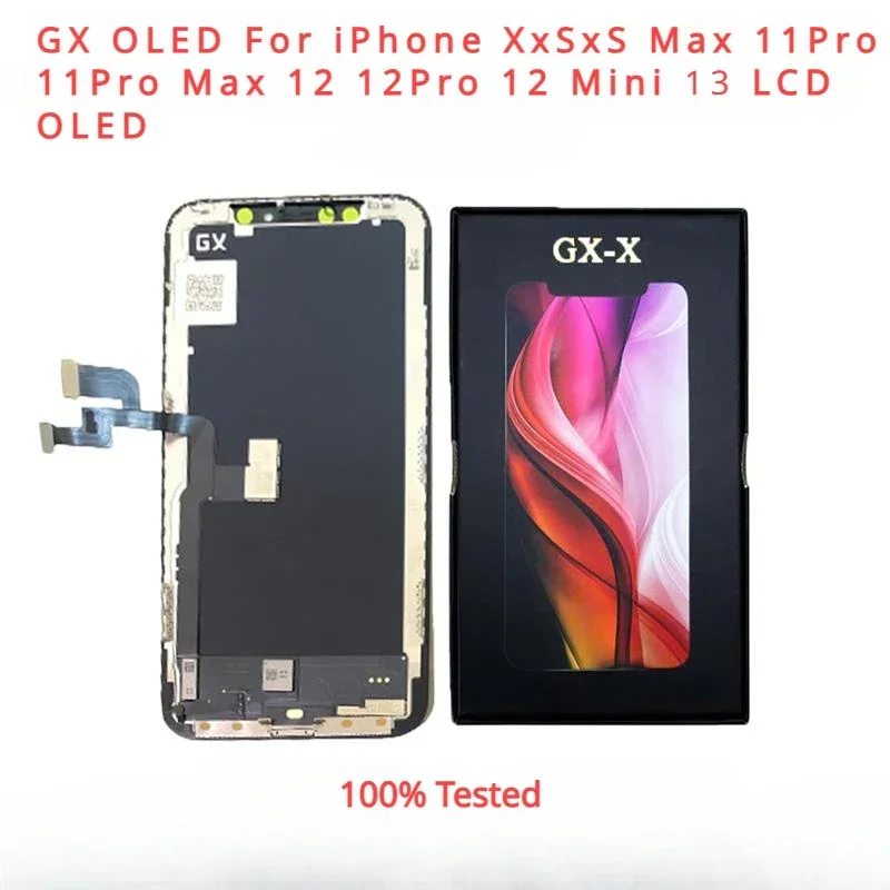

GX OLED Screen For iPhone X XS Max 11 Pro Max 12 Pro Max 12 Mini LCD Display Touch Screen Digitizer Assembly Replacement Parts