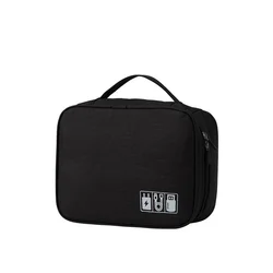 Waterproof Portable Cable and Electronic Accessories Storage Organizer Case (Black)