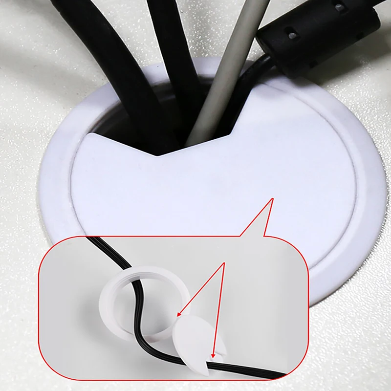 Description Picture 3 of item2-10pcs 50/53/60/80mm ABS Computer Desk Table Grommet Cable Port Wire Hole Cover Wire Storage Rack Furniture Hardware All Color