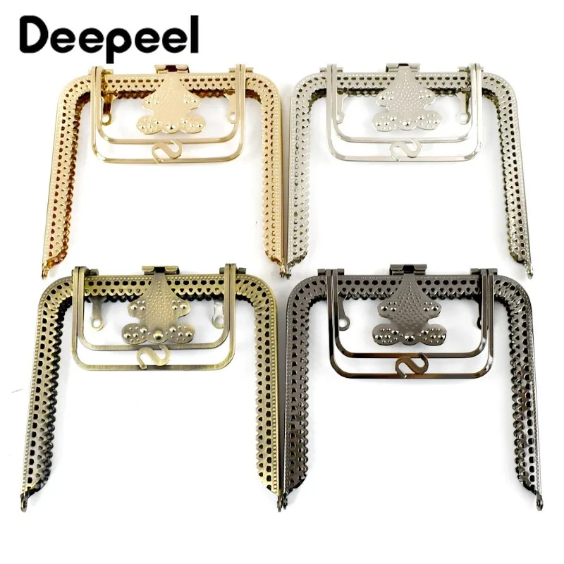 

1Pc Deepeel 12*13cm Embossing Metal Bags Handle DIY Handbag Sewing Brackets Purse Frame Handles Kiss Clasps Sew Kit Accessories