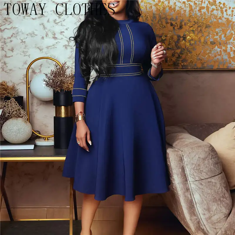 

Office Lady A-line Dress African Long Dresses for Women Summer Sale Evening Party High Waist Robe Femme Ladies