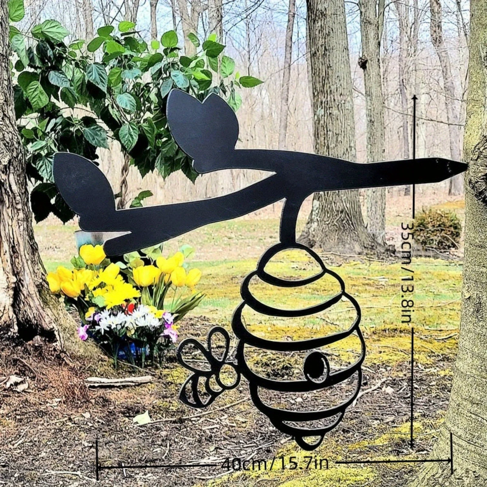 Metal Beehive Garden Stake-Art Deco Style Animal Theme Decor, Honey Bee Yard Art, Outdoor Lawn Ornament, Nature-Inspired Gift