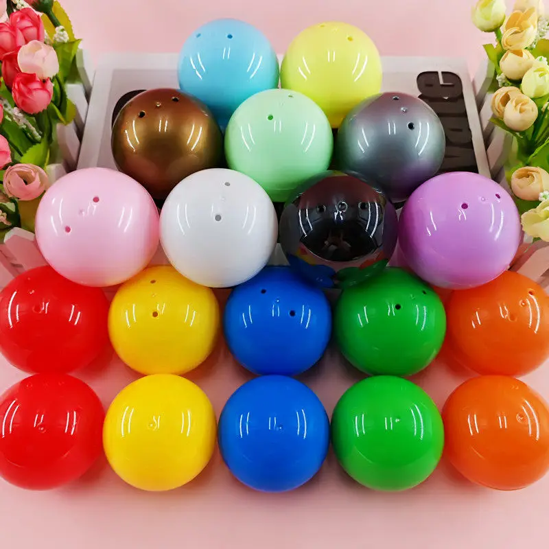 10PCS 32-100mm 채울 수 있는 PP 볼 라운드 캡슐 플라스틱 속이 빈 구체 자동판매기 장난감 파티 선물 휴일 축제 장식