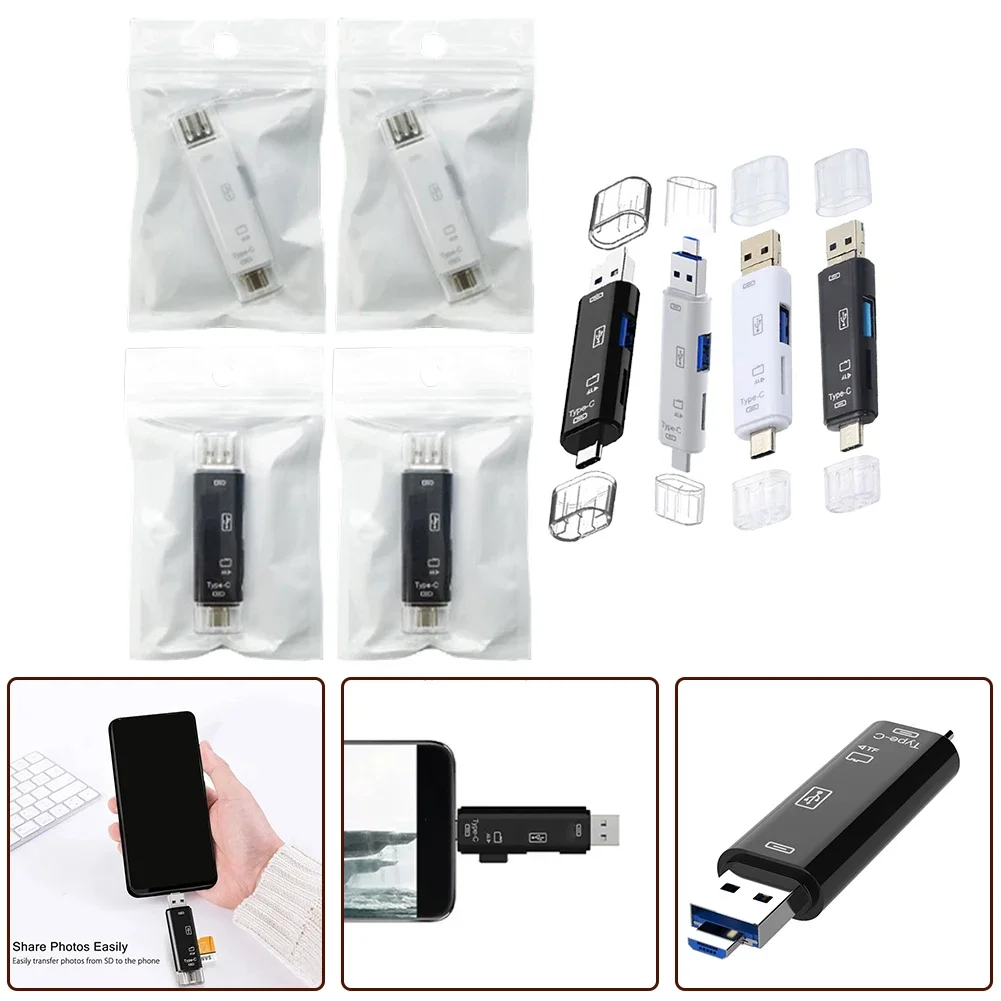 5 In 1 Multi-Function Memory Card Reader OTG Card Reader Adapter Accessory TF/SD Dual Slot USB Interface Fast Reading