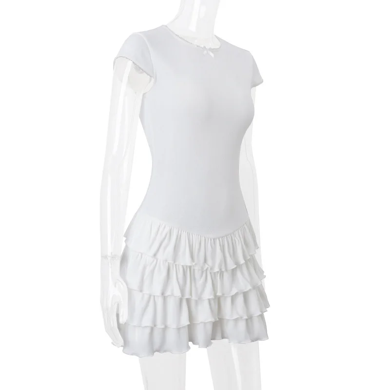 y2k Mini Skirt Women Fairycore Clothes Lace Trim Elastic Waist A-line Layered Ruffle Skirts Party Skirts Streetwear
