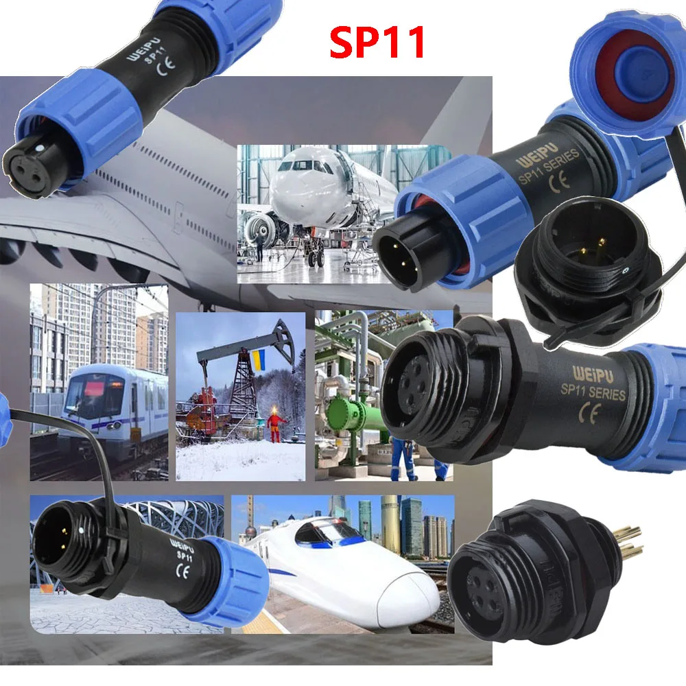 Waterproof Industrial Electrical Connector with Weld Wire Panel, IP68 Rating