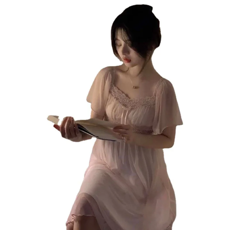 قمصان نوم نسائية بأكمام قصيرة من الساتان ، ملابس ن...