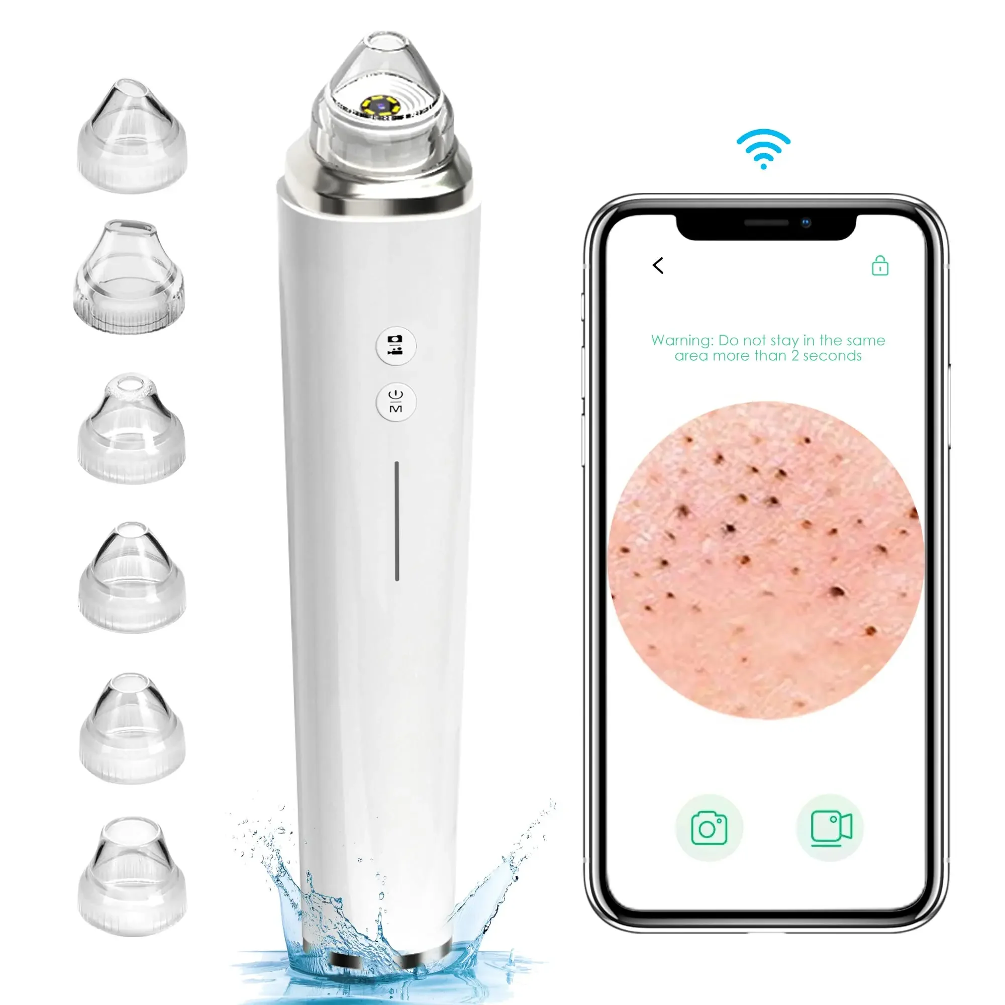 

Blackhead Remover Pore Vacuum, WiFi Visible Facial Pore Cleanser with HD Pimple Acne Extractor Kit with 6 Suction Heads Electr