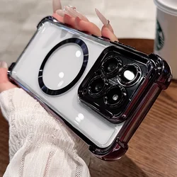 Transparent Anti - Yellowing Plating Case with Built - in Lens Film and Magnetic Shockproof Protection - Xiaomi 15s pro (PURPLE)