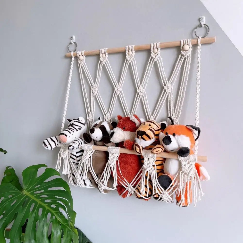 52cm Stuffed Animal Toy Storage Rack Wall Hanging Net Tassel Design Vivid Color Toy Doll Storage Organizer Nursery Room Decor