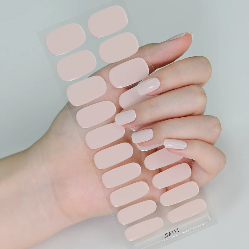 18/20Tips Semicured UV Stickers Gel Nails Adhesive Waterproof Long Lasting Full Gel Nail Wraps Press On Nail Decal DIY Manicure 3