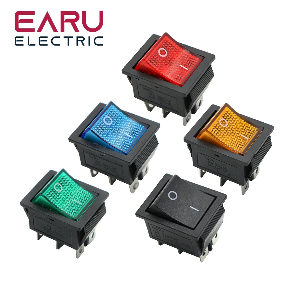 Lot De 5 Interrupteurs à Bascule 2 Broches 16A 250V - Noir - Dimensions 28,5 X 21,5 Mm - Pour Montage Rapide Sans éclairage