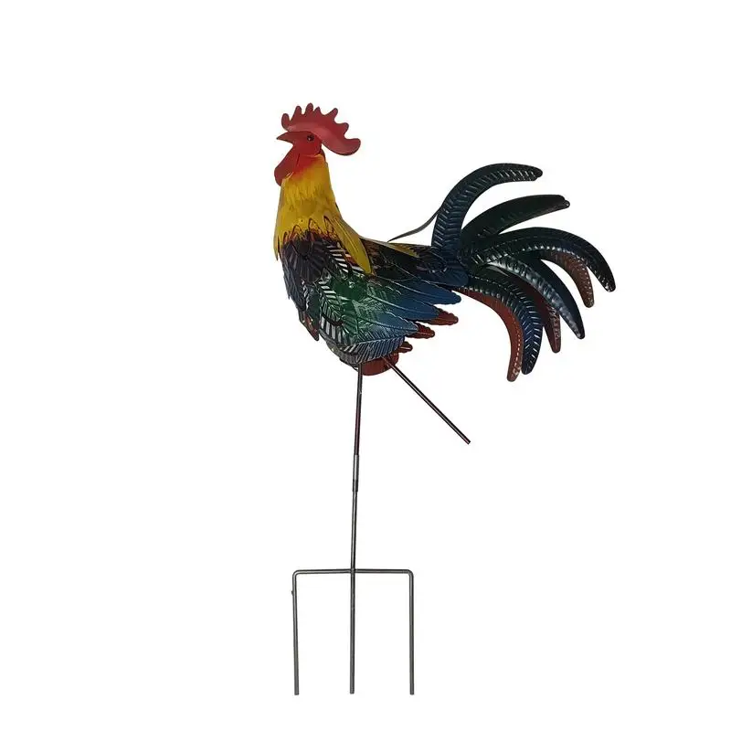 

Metal Rooster Yard Decor Rustic Rooster Yard Art With Stakes Standing Metal Chicken Ornaments For Garden Backyard Lawn Pathway