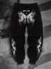 Dark style printed sportswear pants, street fashion trousers for men and women, casual drawstring pants, sports jogging pants