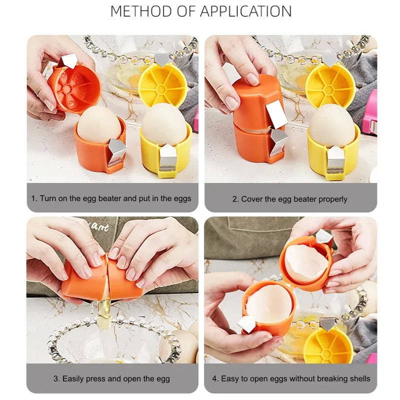 XMSJ Eggshell Opener Raw Egg Cracker Separator Beater Handheld Egg Shell Cutter Beater Home Use Household Kitchen Baking Tools