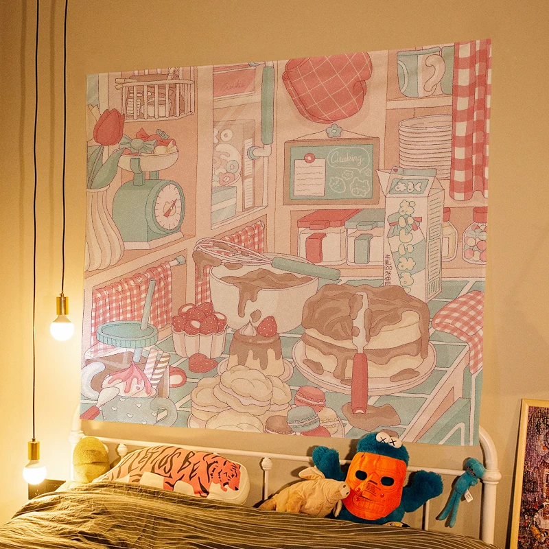 Tapestry Decorations Kawaii Room Decor Ins Girl Heart Bedroom Background Cloth Wall Cloth Tapestry Bedside Decoration Painting Aesthetic Room Decor