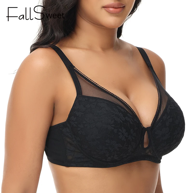 FallSweet Plus Size Bra for Women Push Up Underwire Bras Sexy Hollow Out Lingerie Thin Cup Brassiere Femme 34 to 44DD Cup 3