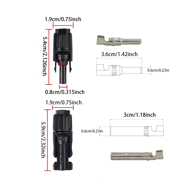 1/5/10 זוגות מחבר סולארי PV מחברי פאנל סולארי זכר ונקבה 1000V 30A לכבל סולארי 14/12/10AWG שימוש במערכת סולארית