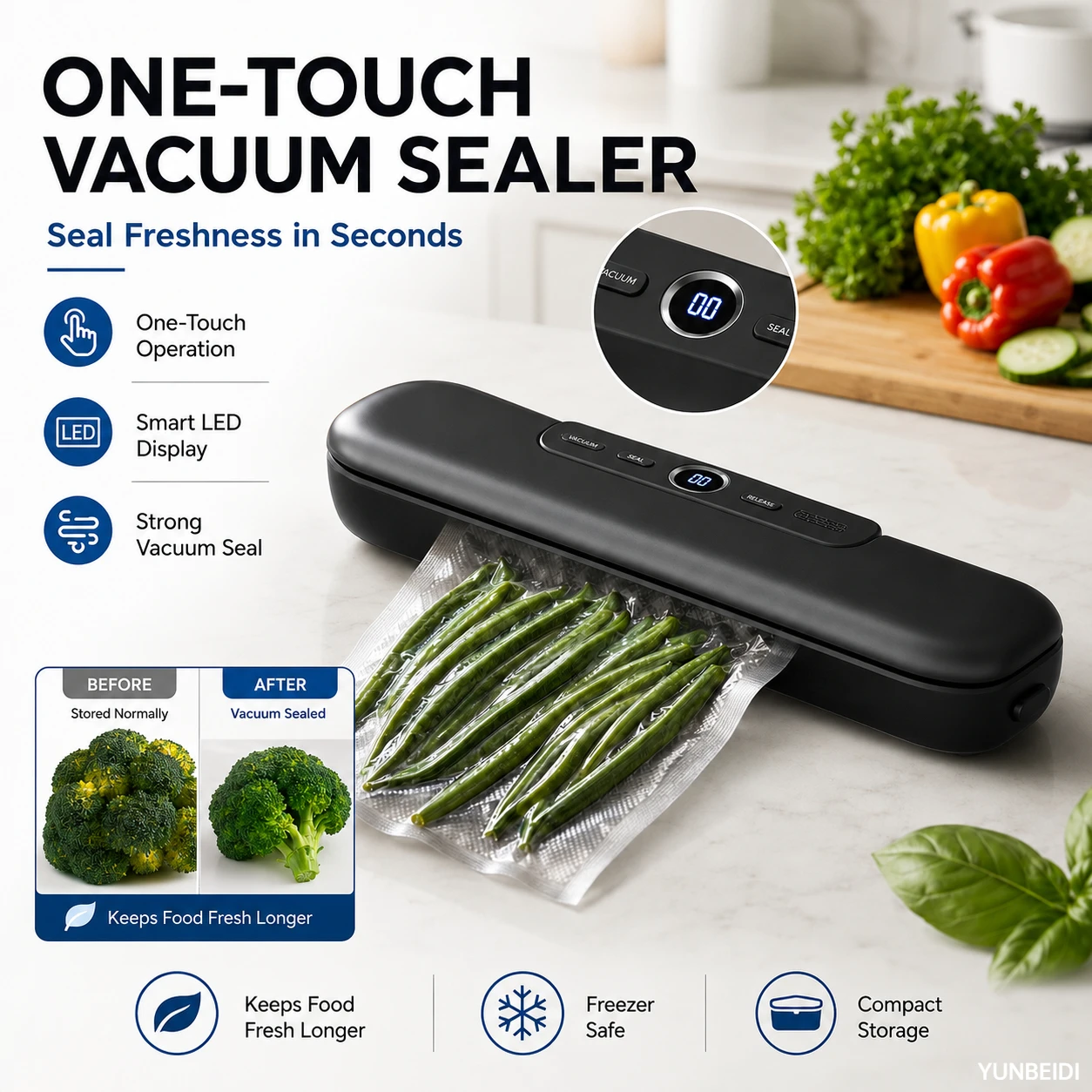 Vacuum Sealing Machine - Automatic One-Click Vacuum Sealing for Food Kitchen Home Use Food Preservation Packaging Machine 1