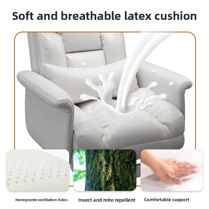 Sedia da Ufficio Direzionale in Pelle Ergonomica Reclinabile per Postazioni di Lavoro Domestiche con Schienale Completamente Regolabile - immagine 3