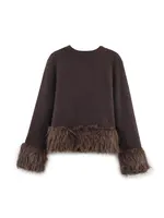 TFAFXY Women Knitted Cardigan 2025 Autumn Artificial fur spliced Long Sleeve Single Breasted Loose Sweater Female Top Y2K - Image 2