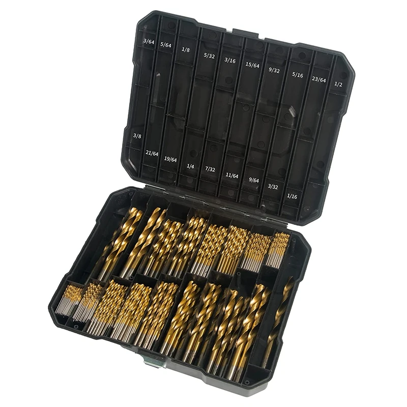 

230Pcs Titanium Metal Drill Bits For Steel, Wood, Plastic, Copper, Aluminum Alloy With Storage Case, 3/64Inch-1/2Inch