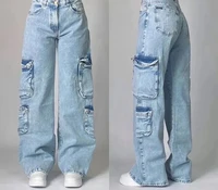 Street Vintage Jeans New Y2K Harajuku Wash Blue Multiple pockets Baggy Jeans Denim Pants Mens Womens High Waist Wide Trousers - Image 3