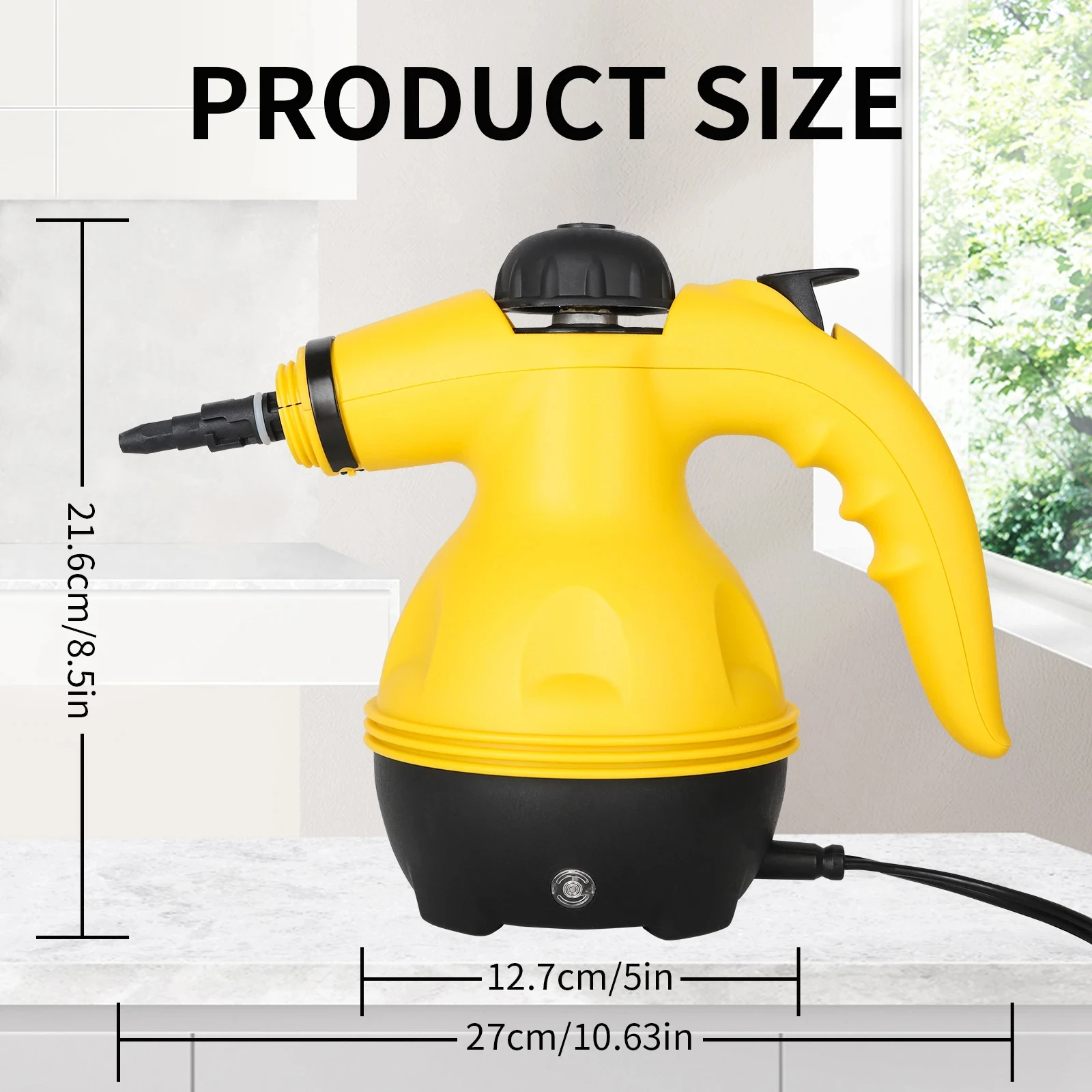 Steam Cleaner Handheld Pressurized with 9-Piece Accessories for Stain Removal
