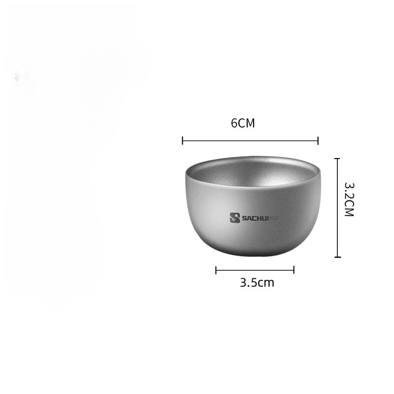 Pure Titanium Double-layer Small Tea Cup Coffee for Outdoor Travel Camping coffee and Tea Tableware Brewing Cup 50ML Teapot tea cup