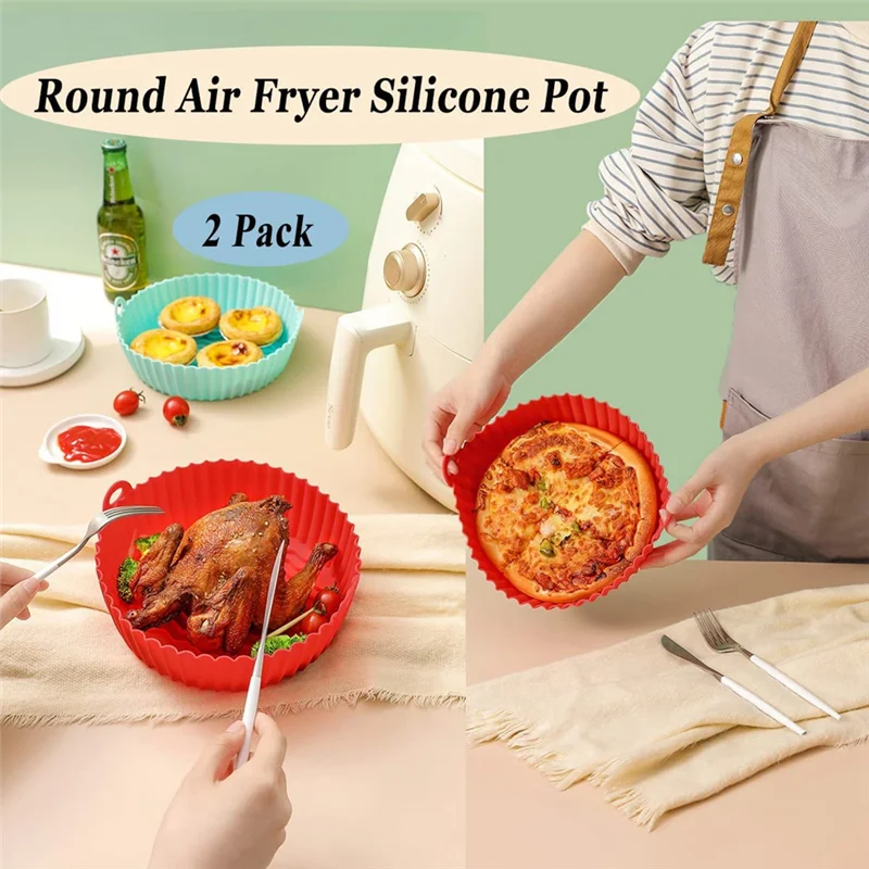 2-Pack Silicone Air Fryer Liner 7.5Inch Reusable Air Fryer