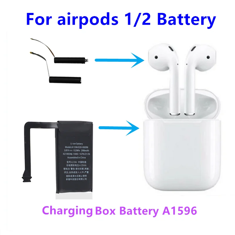Аккумулятор для airpods 1st 2nd A1604 A1523 A1722 A2032 A2031 air pods 1 2 сменный аккумулятор GOKY93mWhA1604 |