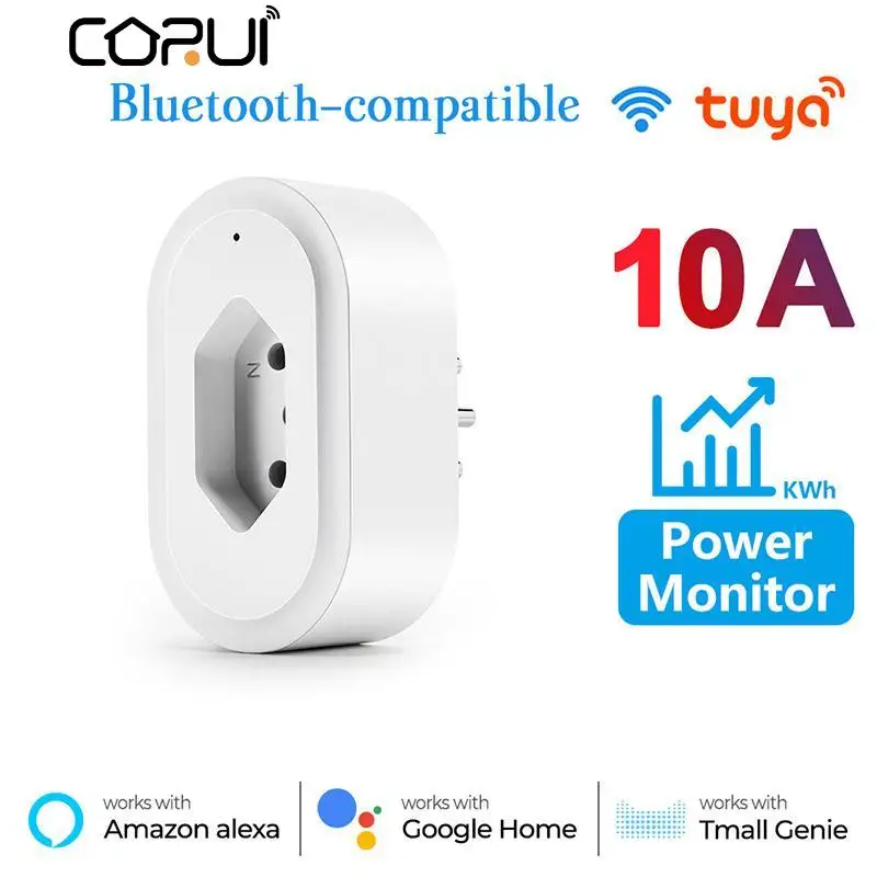 

CORUI WiFi Smart Plug Brazil Type 16A Timing Power Monitor Function Smart Life/Tuya App Remote Control Support Alexa Google Home