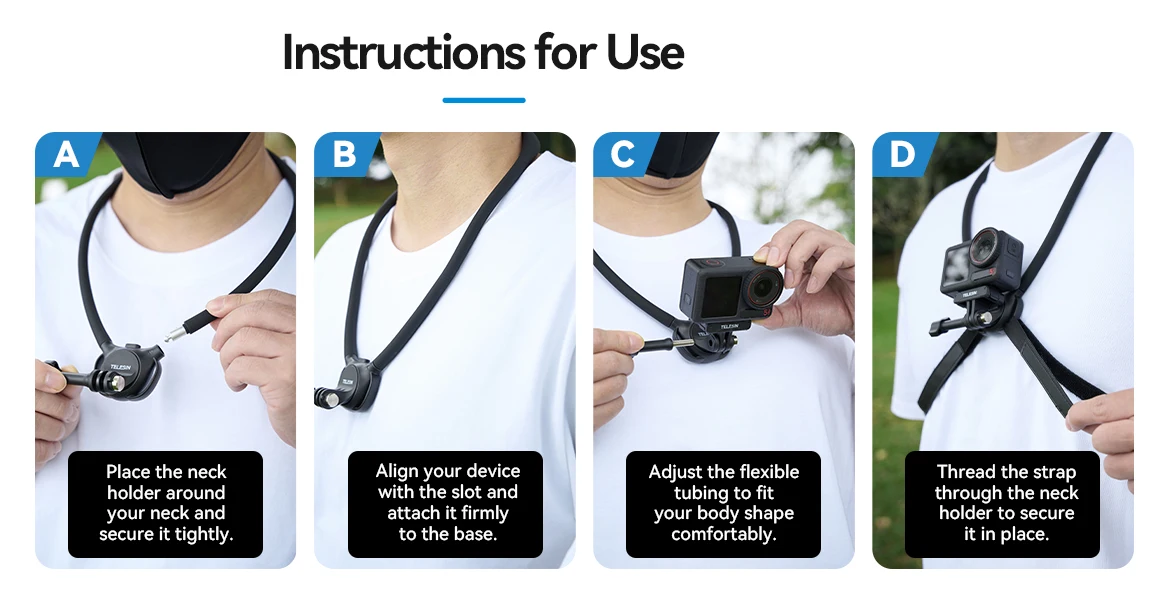 TELESIN 2-in-1 Magnetische Telefon-Actionkamera-Halshalterung für GoPro Insta360 DJI OSMO Action Universelle Actionkamera-Telefonhalterung – Detail 4