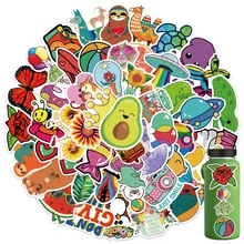 

10/25/50PCS Coloer Wall Sticker Cartoon Decoration Salon Nostalgia Luggage Suitcase Cartoon Home Decoration Laptop Stickers