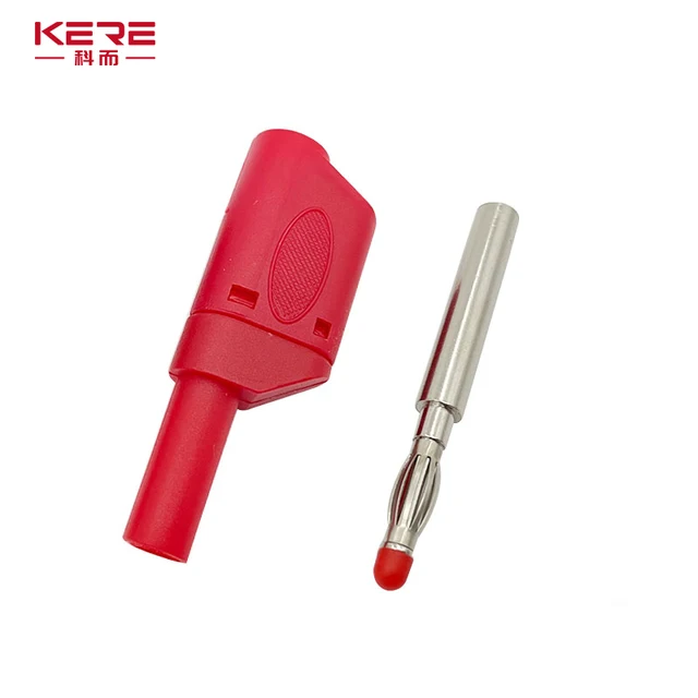 20PCS/ 4mm Male Retractable Sheath Stackable Banana Plug Shrouded Fully Insulated Safety Wire Solder Connector Black Red 2