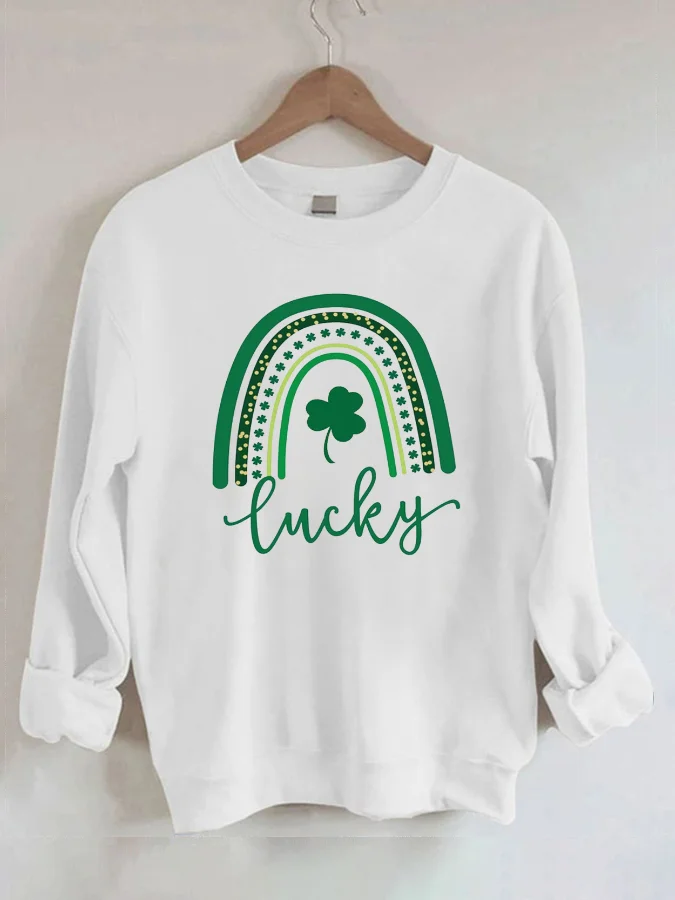 Lucky Clover Casual Sweatshirt Women's Street Clothing Coquette Clothes Sweater Long Sleeve Pullover 2024 Coquette Fashion Top