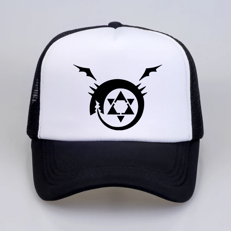 

Full metal Fullmetal Alchemist Steel Edward Alphonse Baseball caps Cosplay Costumest Anime Man Women mesh Trucker Cap Hat