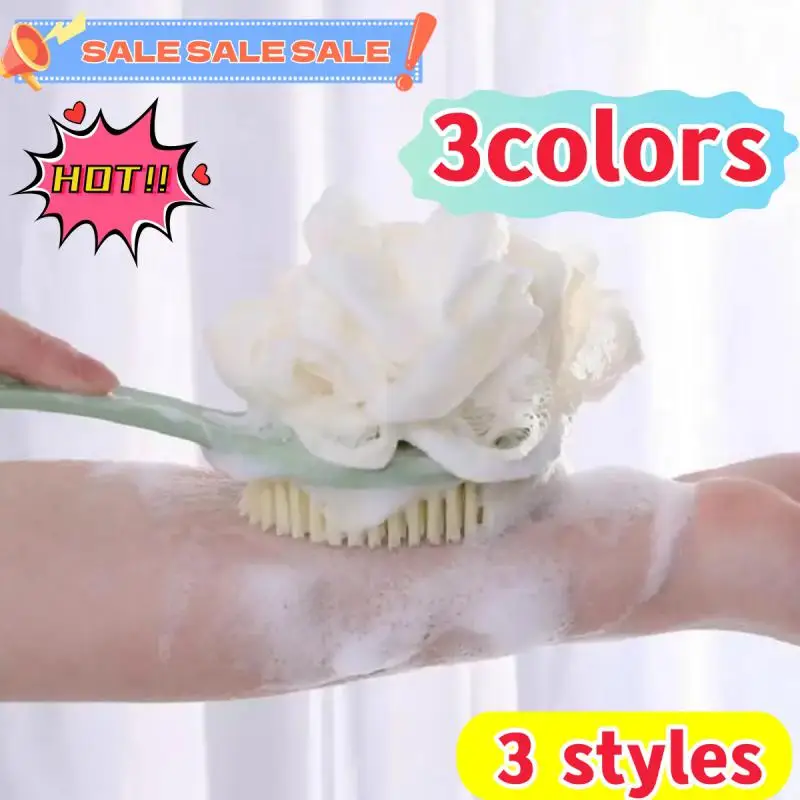 

Soft Hair Bath Brush Rubber Bathroom Long Handle Brush Massage Rub Back Brush Exfoliating Bath Shower Brush Body Skin Care Tool