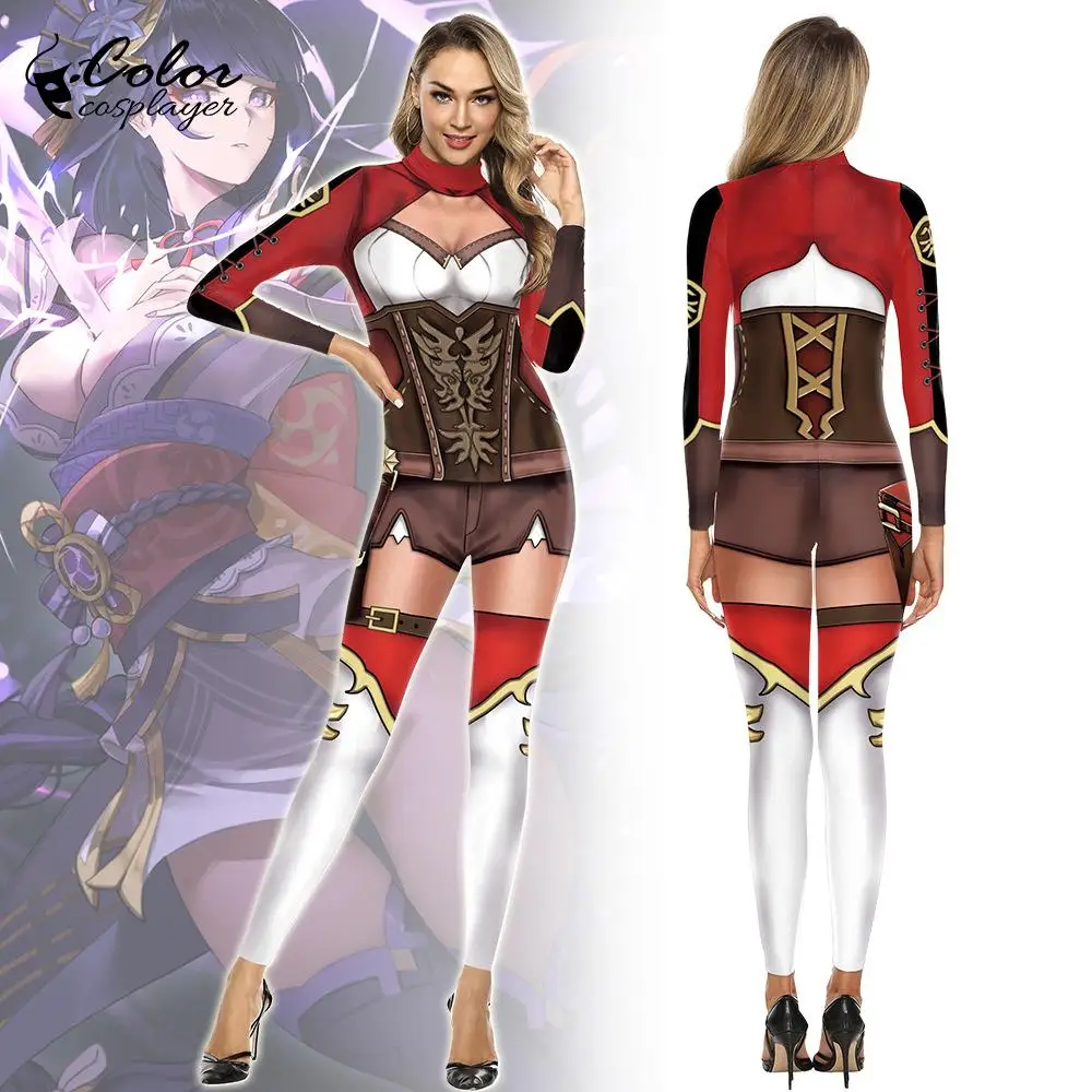 

Color Cosplayer Genshin Impact Jumpsuit Game Amber Role Cosplay Costume Halloween Bodysuit Women Clothing Sexy Elastic Jumpsuits